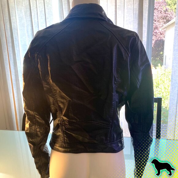 Abercrombie & Fitch Faux Leather Jacket Black Size M Medium Moto Motorcycle - Picture 2 of 7